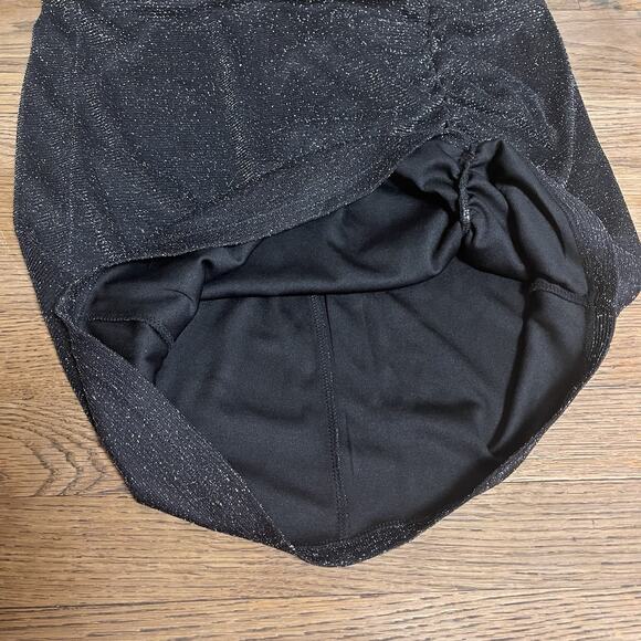 Torrid Black Bodycon Skirt Cinched Glitter Knit At Knee Size 00 M/L 10 Party - Picture 6 of 13